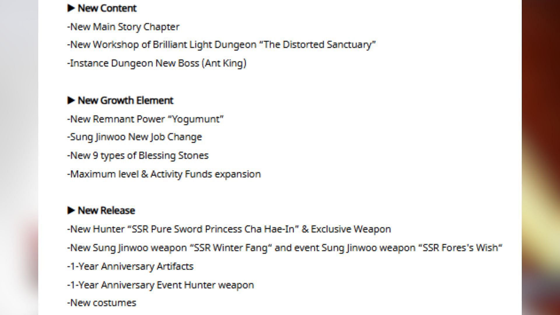 New content in the Solo Leveling Arise May 8 update (Image via Netmarble)